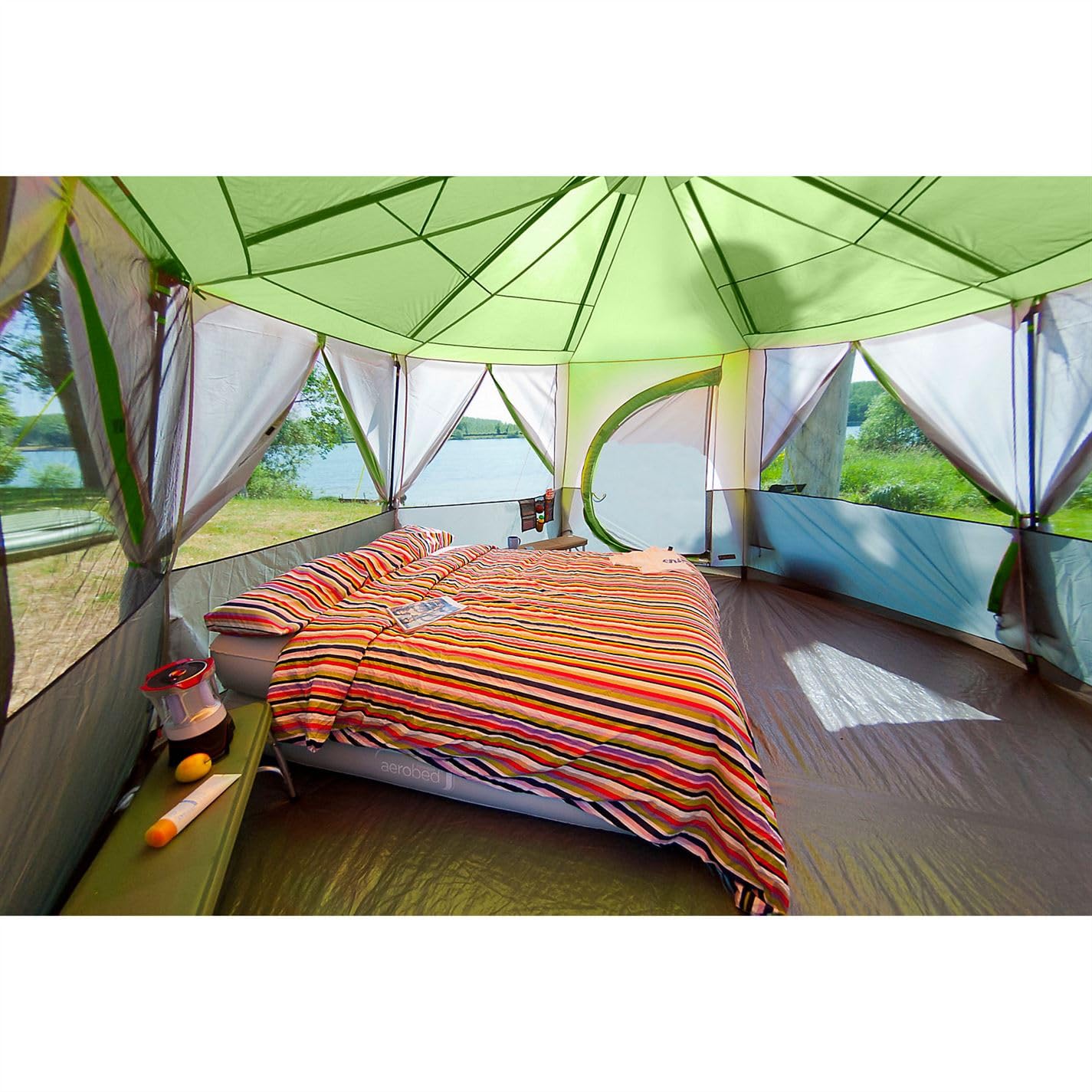 Coleman Octagon z dużymi oknami, widok dookoła 360°, stabilna konstrukcja z prętami stalowymi, w pełni zintegrowana plandeka podłogowa, łatwy montaż, 100% wodoszczelna