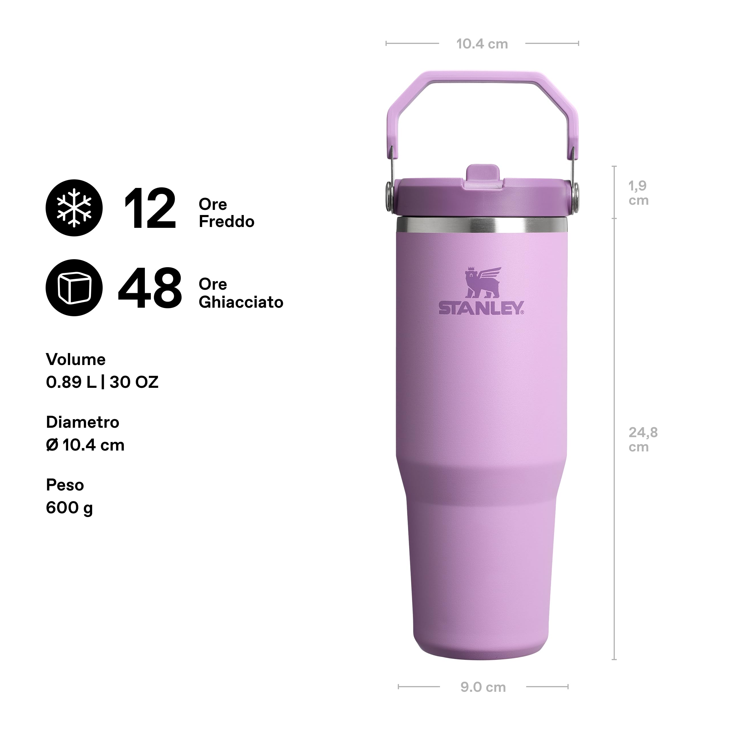 Stanley 1913 Flip Straw Tumbler Borraccia Con Cannuccia 0.89L - Lilac | Fredda Per 12 Ore - Borraccia Termica Senza BPA - Bottiglia Acqua Facile Da Trasportare - Lavabile In Lavastoviglie