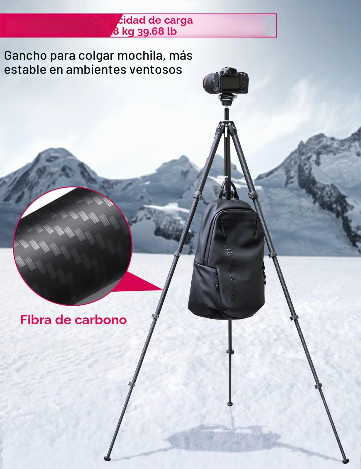 ULANZI Trípode de Viaje Zero Y, trípode de cámara de Carbono con Cabeza de Bola panorámica de 360° y arrendamiento rápido Arca, trípode de fotografía con Columna Central Desmontable, Capacidad de