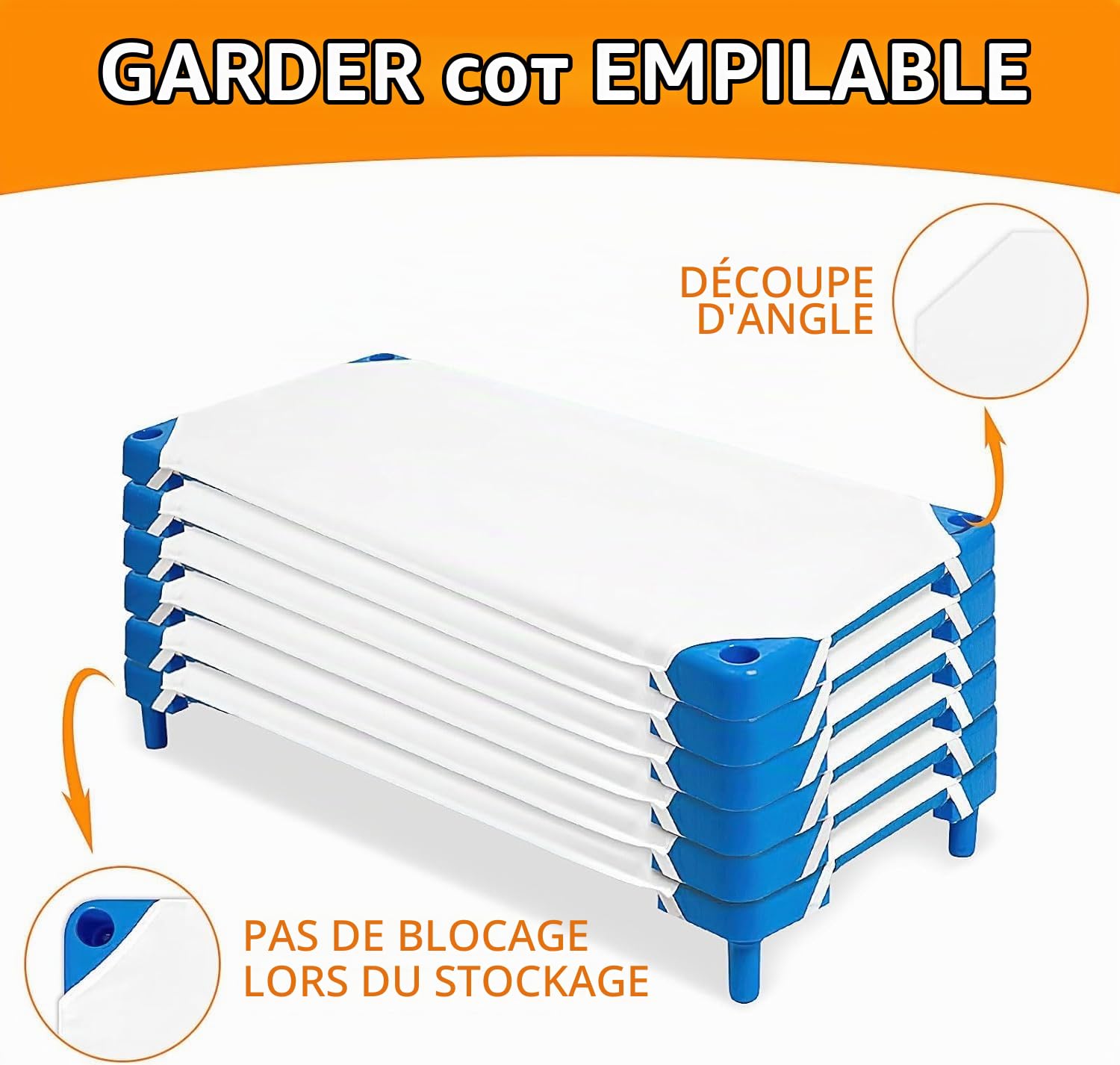 Lot de 10 Draps-Housses pour Lit de Camp pour Crèche, Taille Standard 23" x 51", Drap Respirant pour la Sieste à la Maternelle avec Élastiques aux Coins, Polyester, Blanc