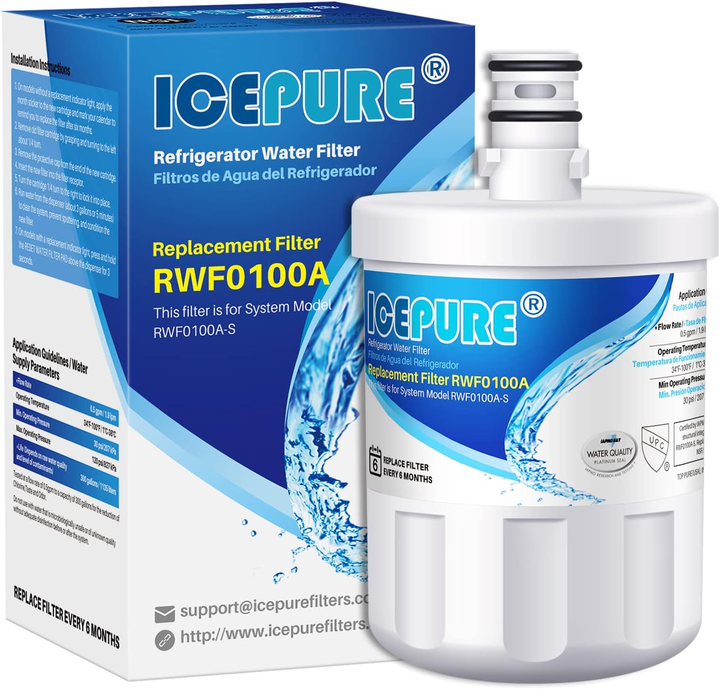 ICEPURE 5231JA2002A Refrigerator Water Filter,Compatible with LG LT500P, ADQ72910911, GEN11042FR-08, ADQ72910901, ADQ72910907, LFX25974ST, LFX25973S, Kenmore 9890, 469890 1PACK