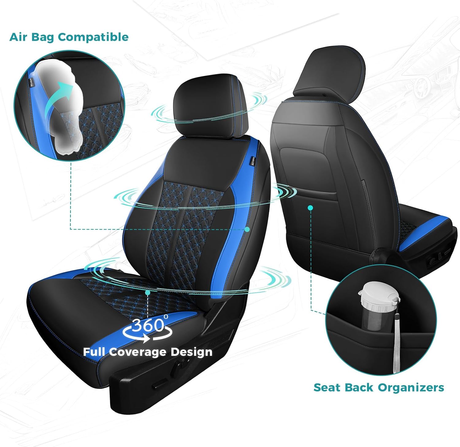 Custom Seat Cover for Ford F150 2010 2011 2012 2013 2014 - Fit Full Set Leather Truck Seat Cover for 2010-2014 F150 XL/XLT Accessories