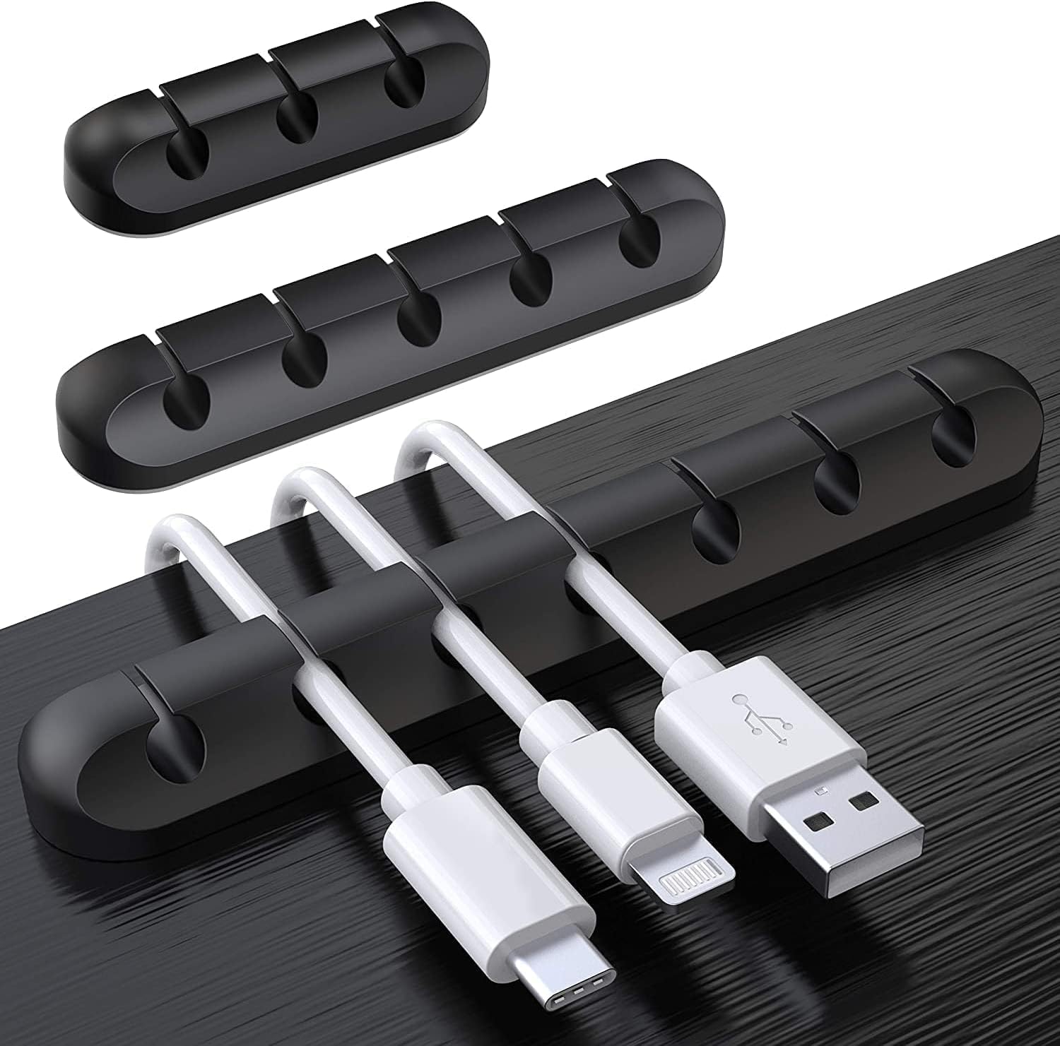 Cable Holder Clips, 3-Pack Cable Management Cord Organizer Clips Silicone Self Adhesive for Desktop USB Charging Cable Nightstand Power Cord Mouse Cable Wire PC Office Home