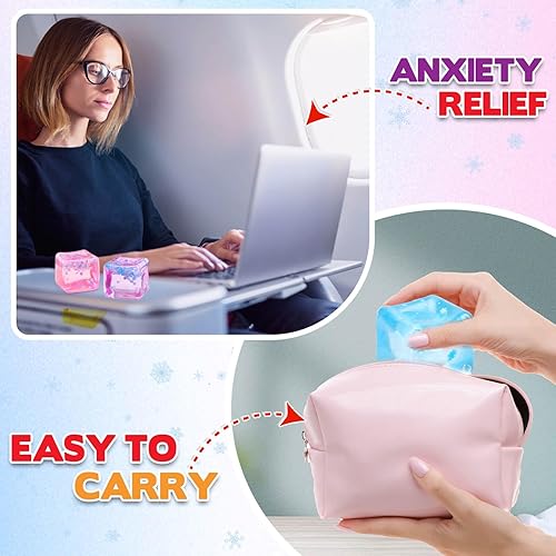 Vista 14 de Cubo de hielo Fidget Toy para todas las edades: paquete de 2 juguetes sensoriales esponjosos, bolas de estrés cuadradas, premios en el aula, cubo