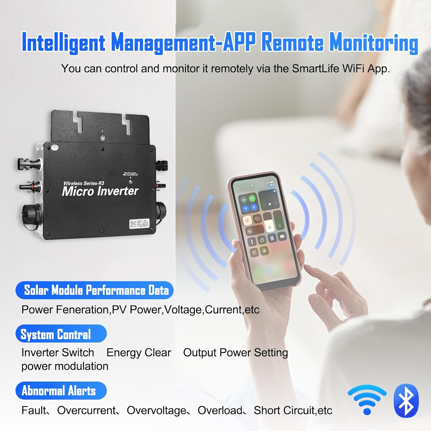 SmartLife App Interface for Microinverter Monitoring