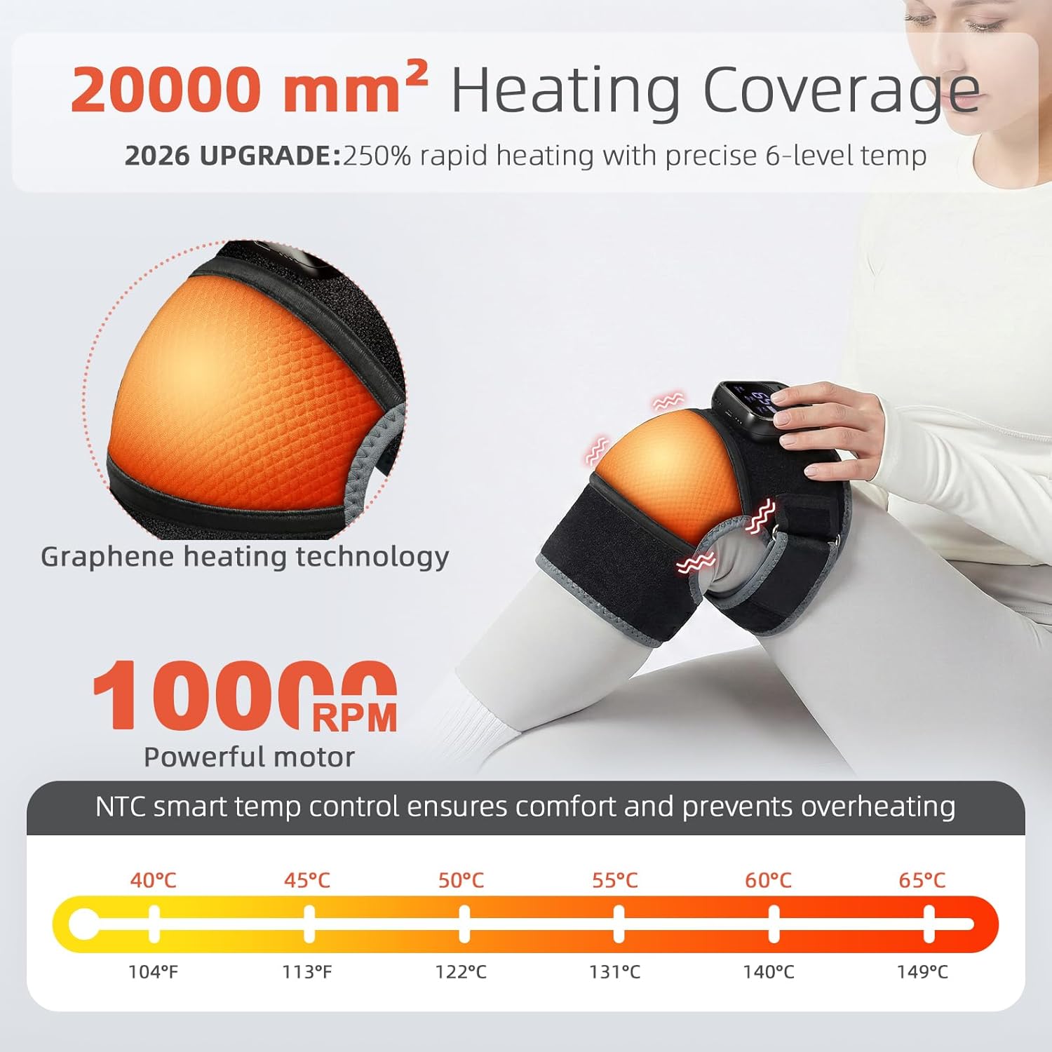 5000mAh Cordless Heated Knee Massager Wrap with 6 Heat Levels & 3 Vibration Modes – Rechargeable Electric Knee Brace for Home Office Travel – Adjustable Knee Heating pad for Parents Knee Pain Relief