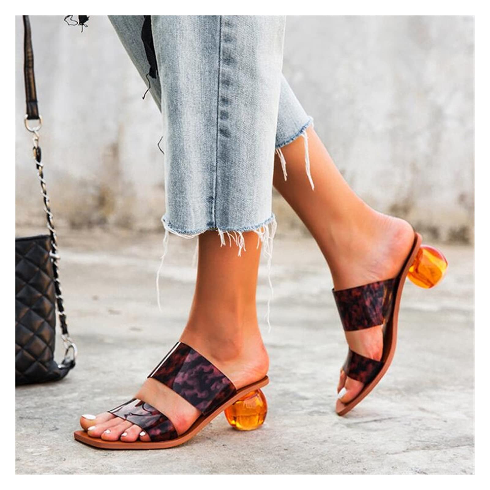 clear leopard sandals