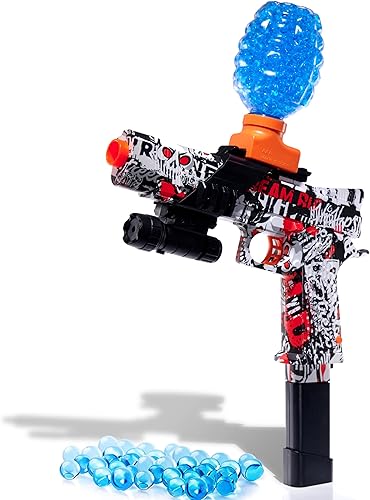 J.SHOOTER M1911 - Lanzador de bolas de gel con gafas de seguridad, lanzador automático de juguete para juegos de disparos, salpicaduras suaves para