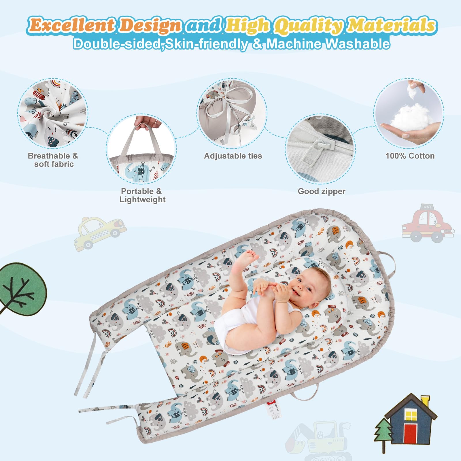 Snuggle Me Cover Boppy Cover Hooyax Muslin 100% Cotton Durable