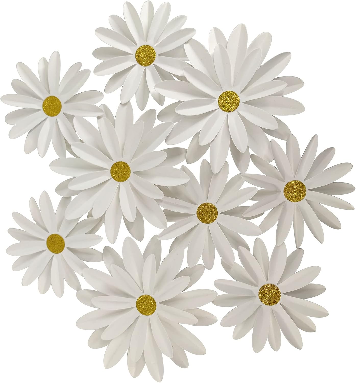 Mybbshower Paper Daisy Flower for Party Decor DIY Floral Photo Backdrop Baby Shower Birthday Home Decorations Pack of 9 (White)