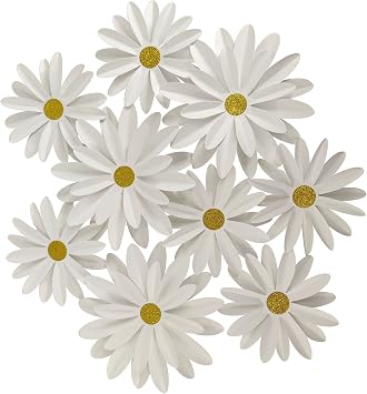 Mybbshower Paper Daisy Flower for Party Decor DIY Floral Photo Backdrop Baby Shower Birthday Home Decorations Pack of 9 White