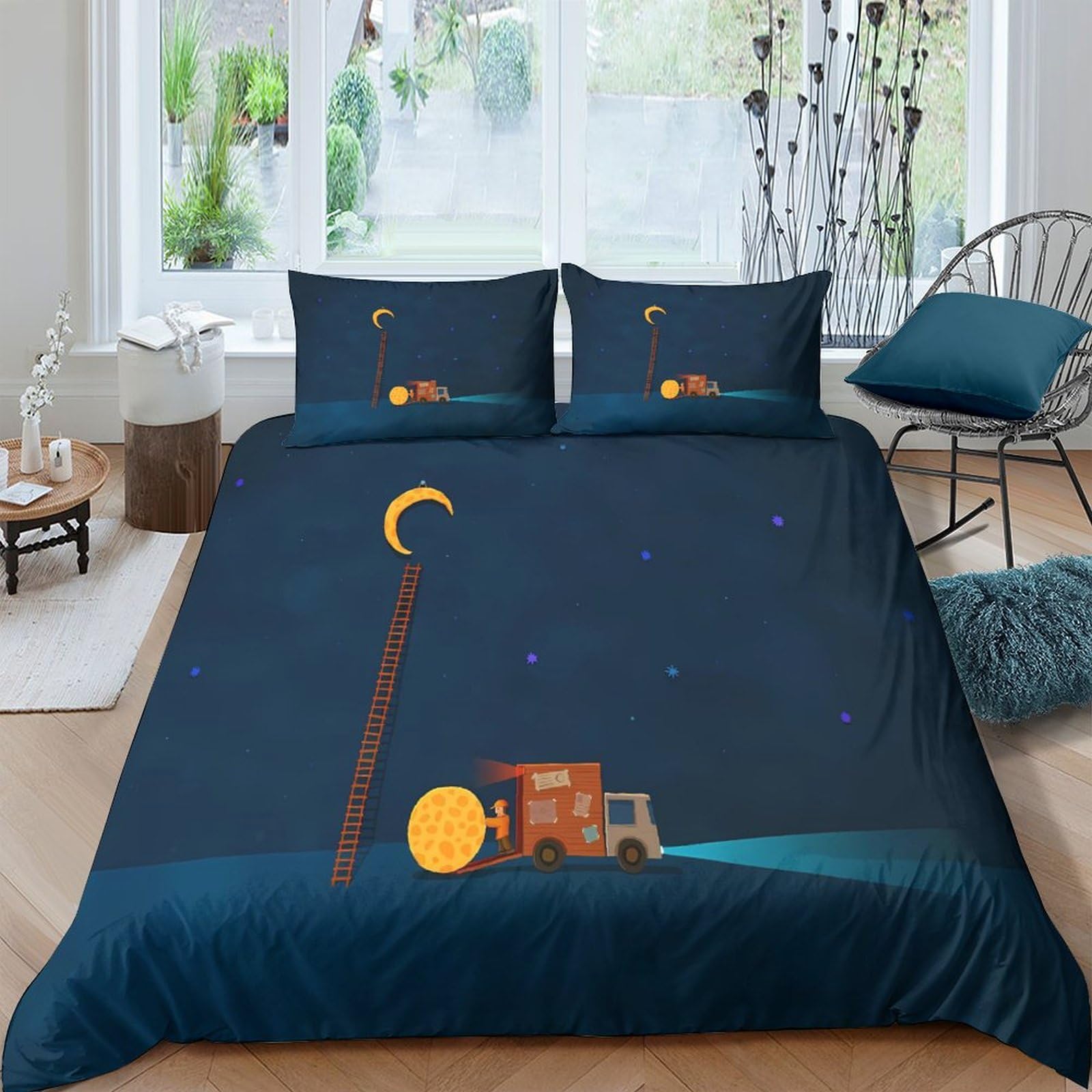 Parure de lit lune 3D double pour transformer la chambre des enfants