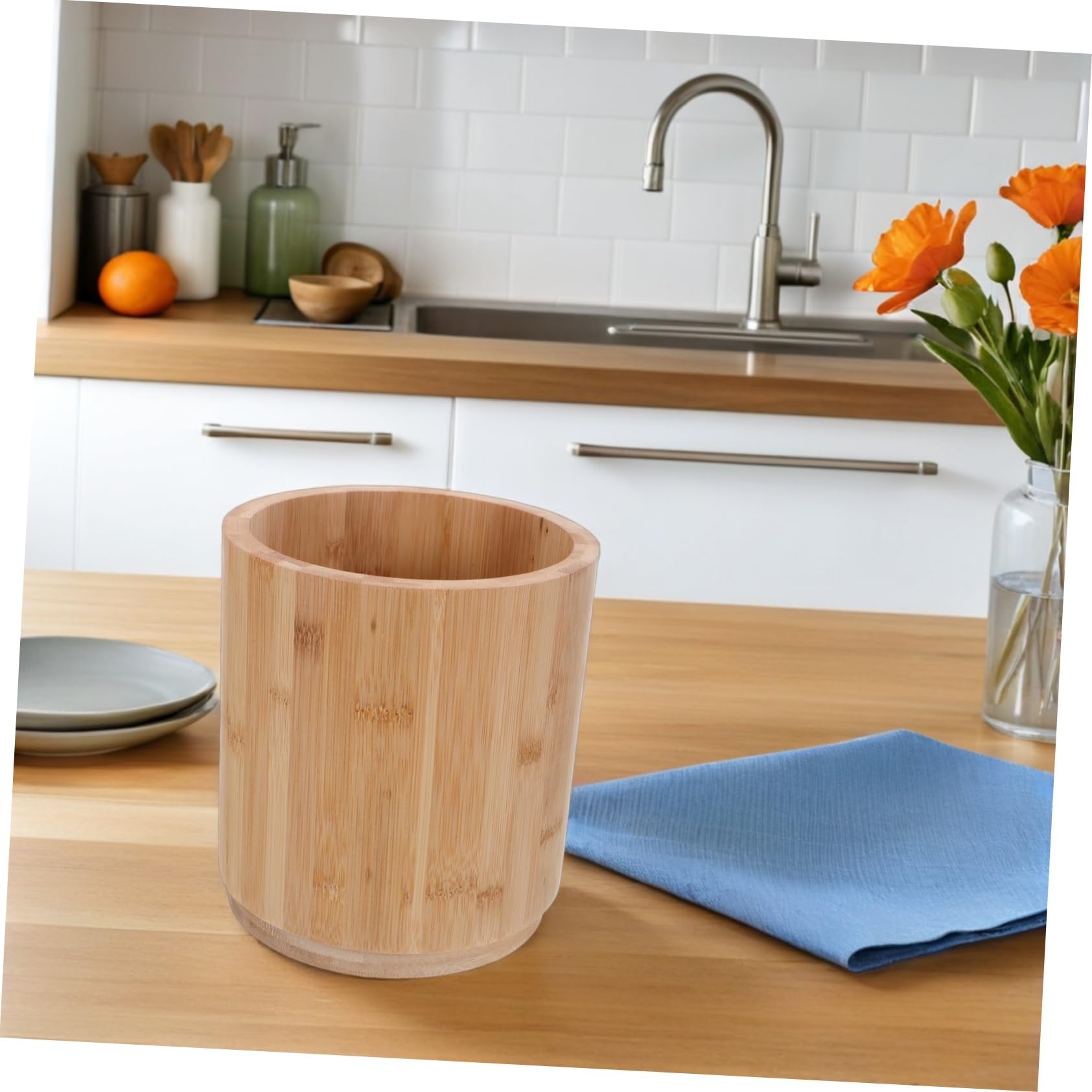 ULTECHNOVO Porte-ustensiles Organisateur Rotatif pour Ustensiles de Cuisine Style Campagnard