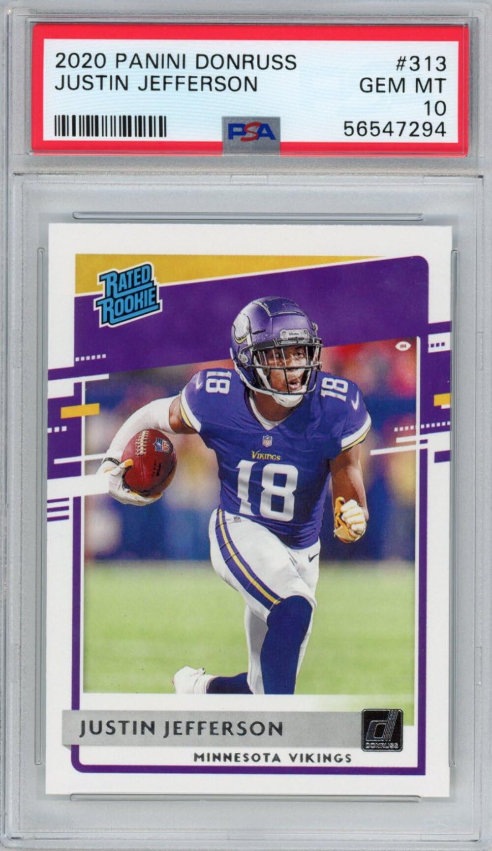 Amazon.com: Graded 2020 Panini Donruss Justin Jefferson #313 Rookie RC Football  Card PSA 10 Gem Mint : Collectibles & Fine Art