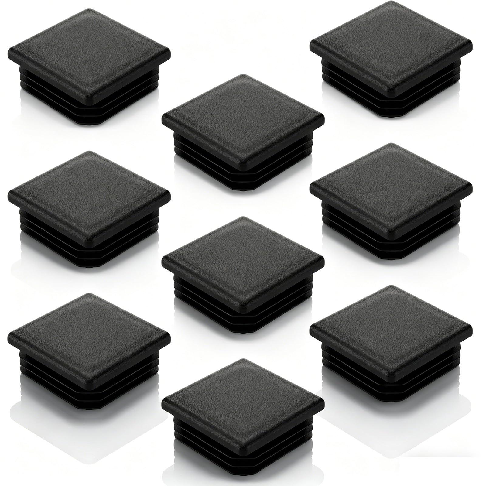 10 PCS 1 3/4 Inch (45mm) Square Tubing End Caps, Square Plastic Plugs Insert End Caps for Squares Metal Tubing Post, Glide Protection from Chair Legs and Furniture Plastic Hole Plugs, Black