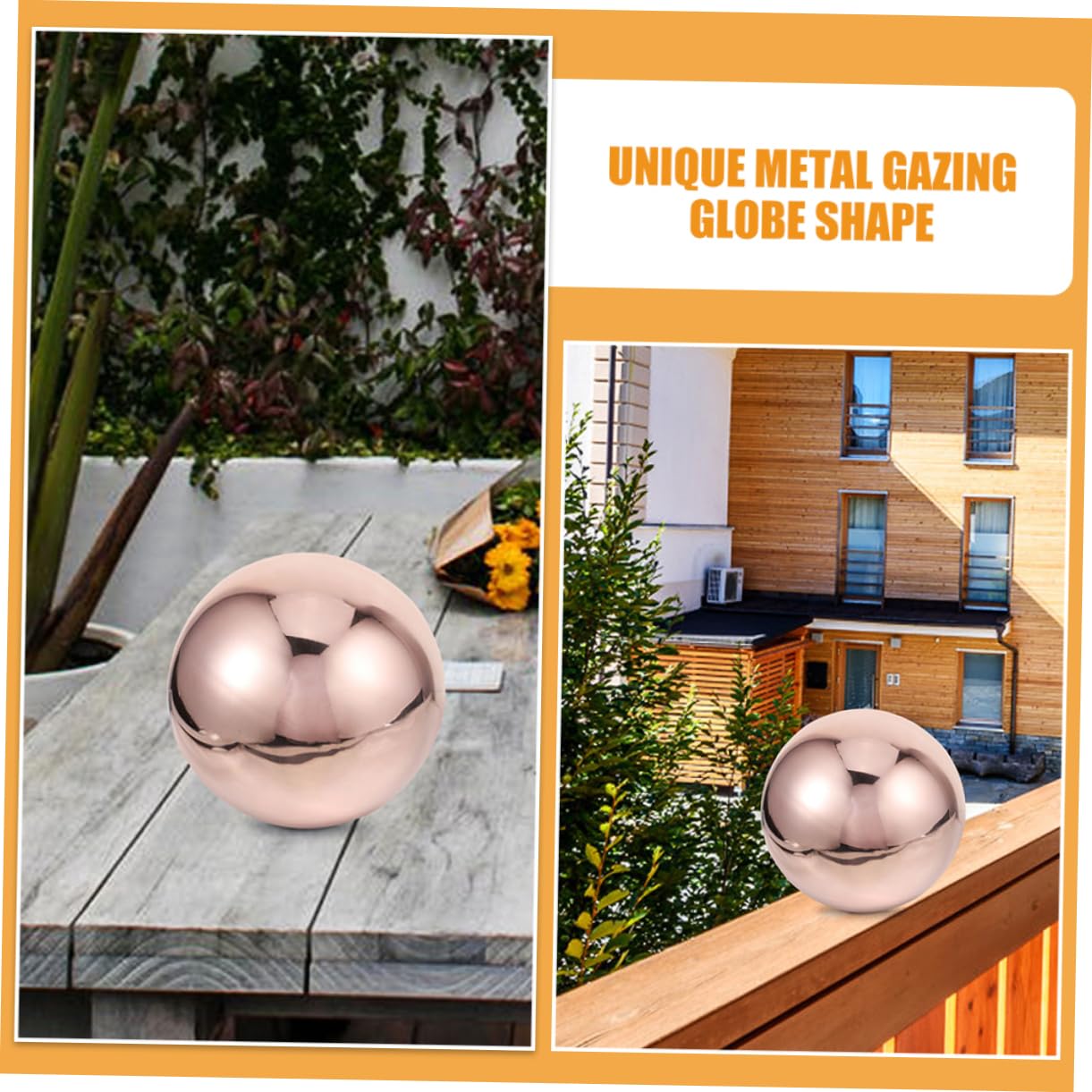Hemobllo Sfera Decorativa da Giardino in Acciaio Inox 304 Rosa Oro