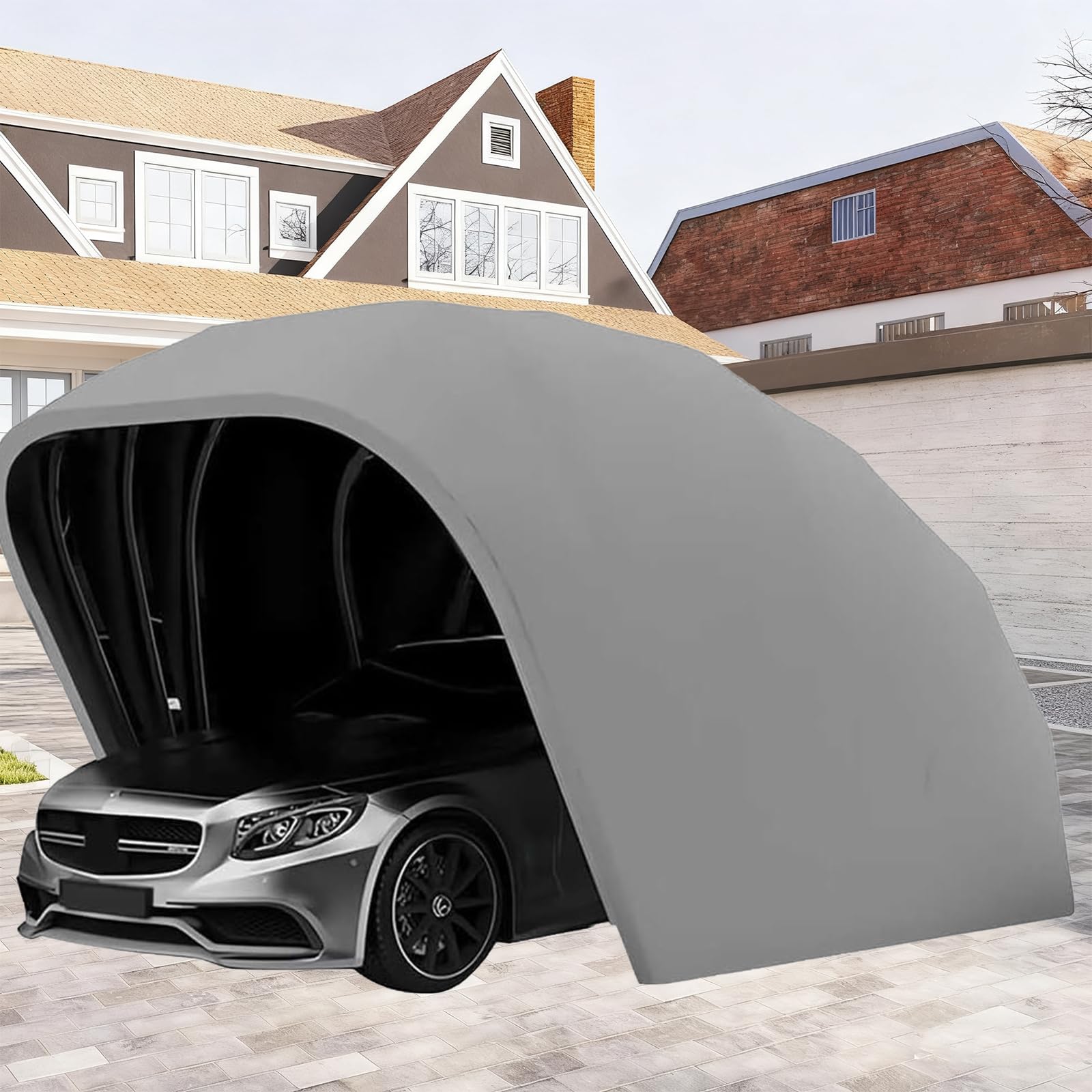 Tendalino Auto Pieghevole e Retrattile, Riparo Portatile semiautomatico per la Protezione di Veicoli all'aperto.