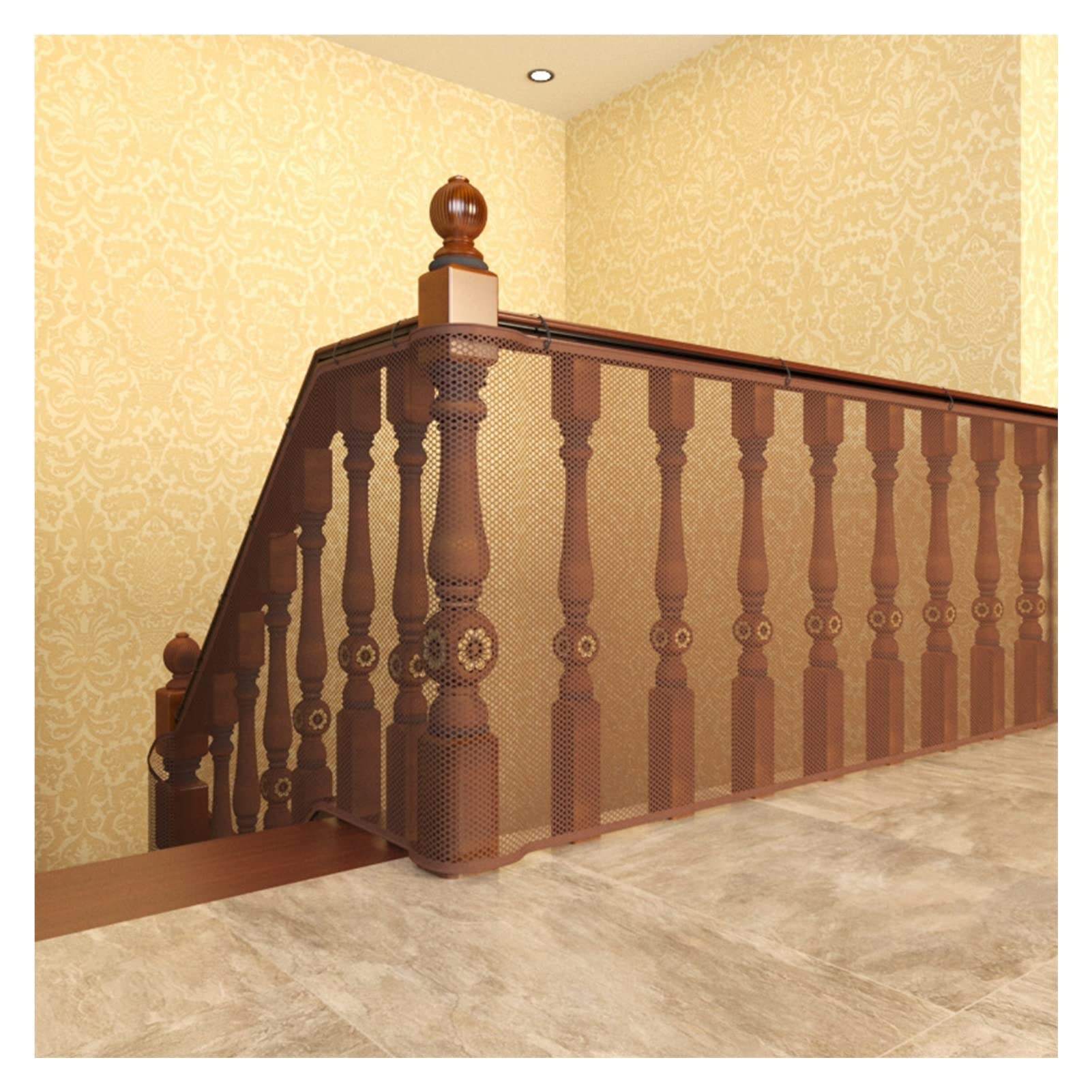 Sicherheitsnetz Einfach Aufzustellendes Haustier-Katzen-Zaunschutznetz Balkonfenstertreppen-Fallschutznetz, Lochabstand 0,5 cm, Braun (Size : 300x78cm)