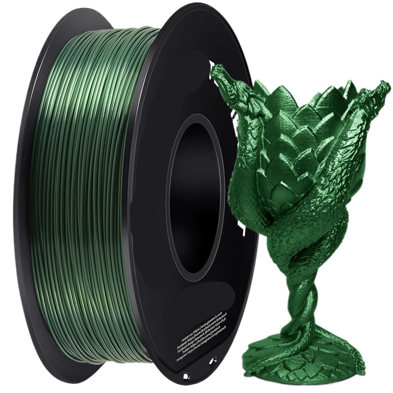 Filament pour Imprimante 3D Fil de bobine Filament PLA en soie 3d, 1 kg,75 mm, for matériau d'imprimante 3D, couleur spéciale, sans bulles(Silk bronze)