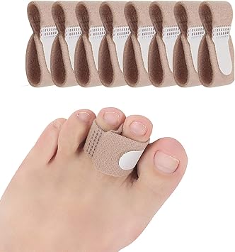 8 Pieces Toe Splint Wraps Non Slip Hammer Toe Straightener for Broken Toe, Crooked, Overlapped, and Hammer Toes-Women and Men