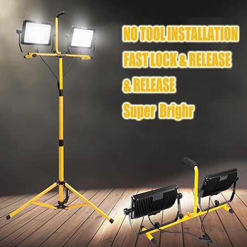 Miniatura 5 de Luz de trabajo LED de doble cabeza de 270 W 30000 lúmenes con soporte para trípode, 4 brillos ajustables, cable de alimentación impermeable IP 65 de