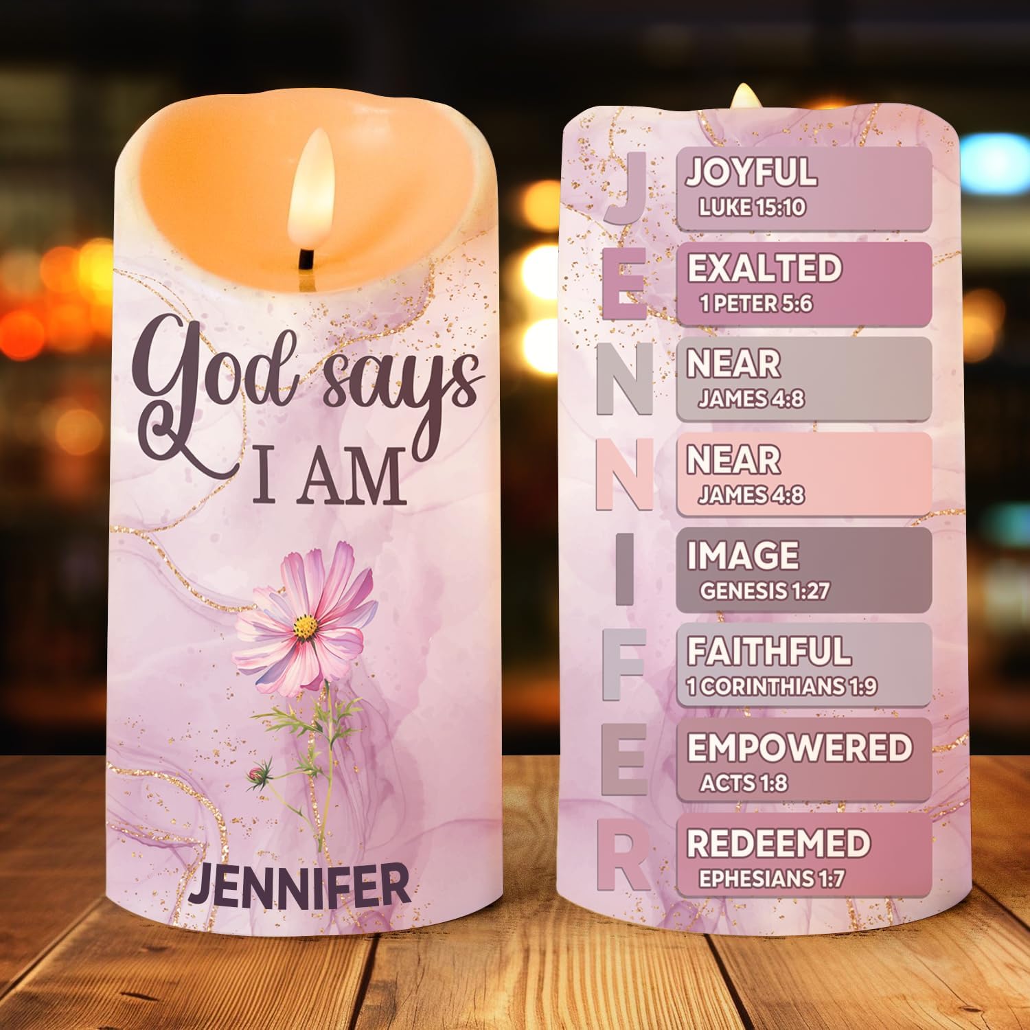 Personalized God Says You are LED Candle, Custom Name God Says I Am Name Letter in Bible, Positive Affirmations LED Candle, Religious Christian Gratitude Candles, Gifts for Daughter, Son (#1)
