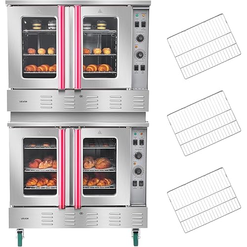 VEVOR Double Deck Gas Convection Oven, 14 cu.ft Full-Size Commercial Convection Oven, 40,000 BTU x 2 Powerful Burners, Natural Gas Commercial Ovens with Two Fan Modes, for Bakery, Restaurant & Kitchen