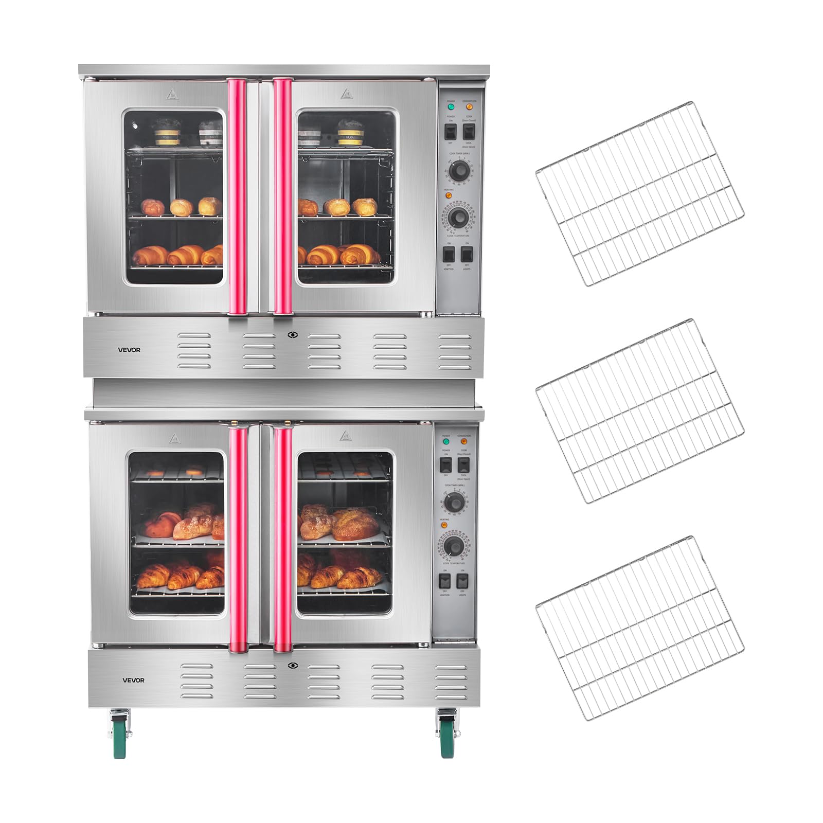 VEVOR Double Deck Gas Convection Oven, 14 cu.ft Full-Size Commercial Convection Oven, 40,000 BTU x 2 Powerful Burners, Natural Gas Commercial Ovens with Two Fan Modes, for Bakery, Restaurant &amp; Kitchen