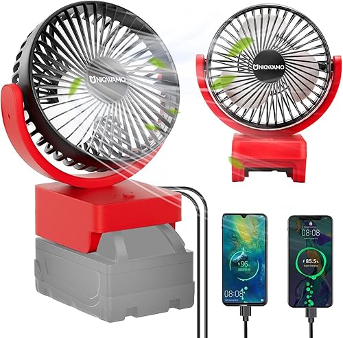 Miniatura 15 de Ventilador de nebulización portátil compatible con batería Dewalt de 20 V/60 V (sin batería) o alimentado por USB, ventilador de refrigeración para