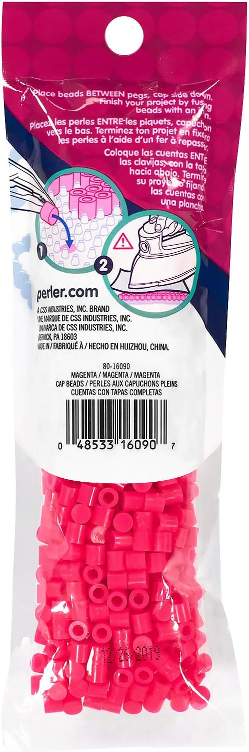 Perler 80-16090 Solid-Top Cap Perler Beads, Magenta Purple, 750pcs