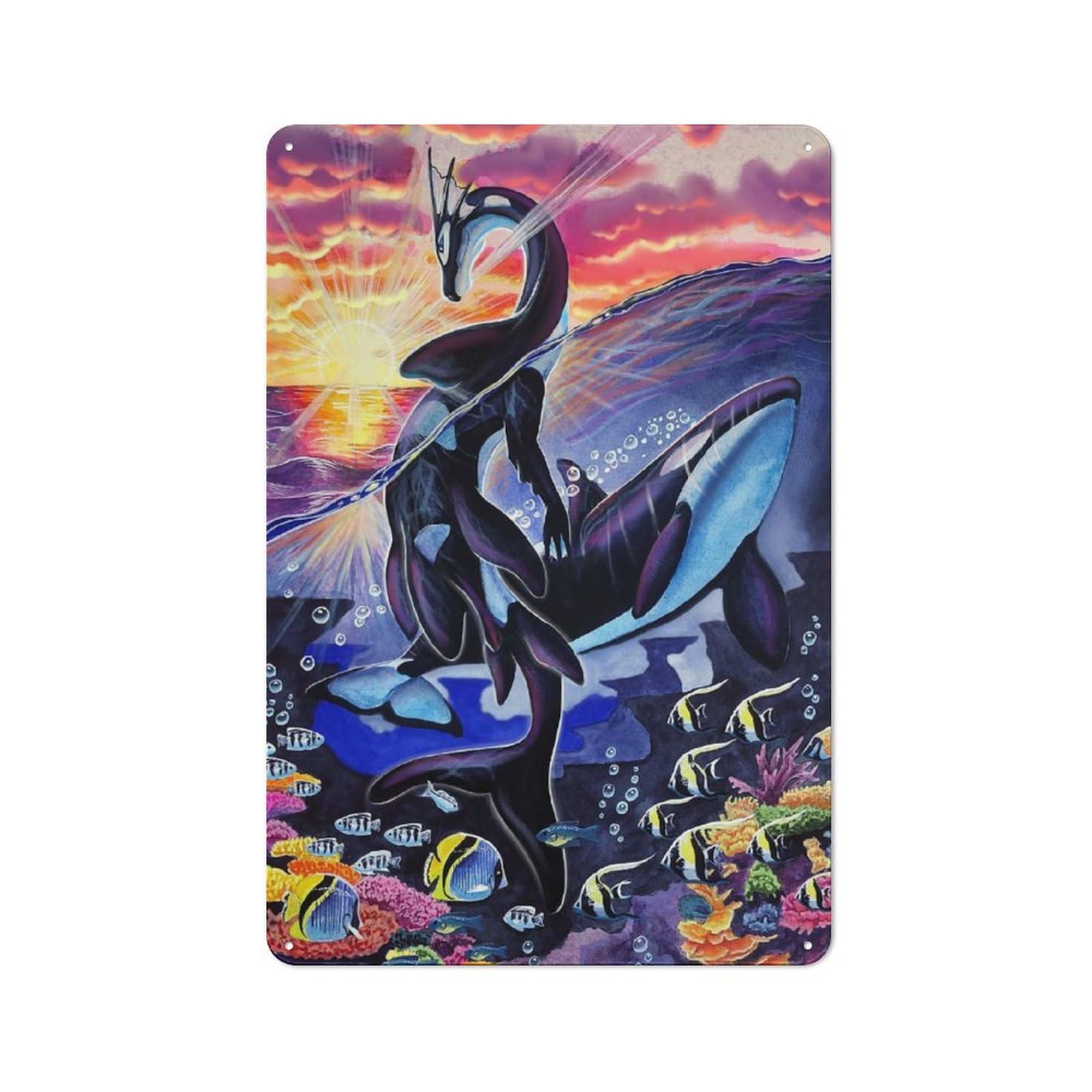 Junmoney Oceans Sunrise Vintage Tin Sign 30X20cm With For Living Room Or Hallway, For Living Room Decor Lovers