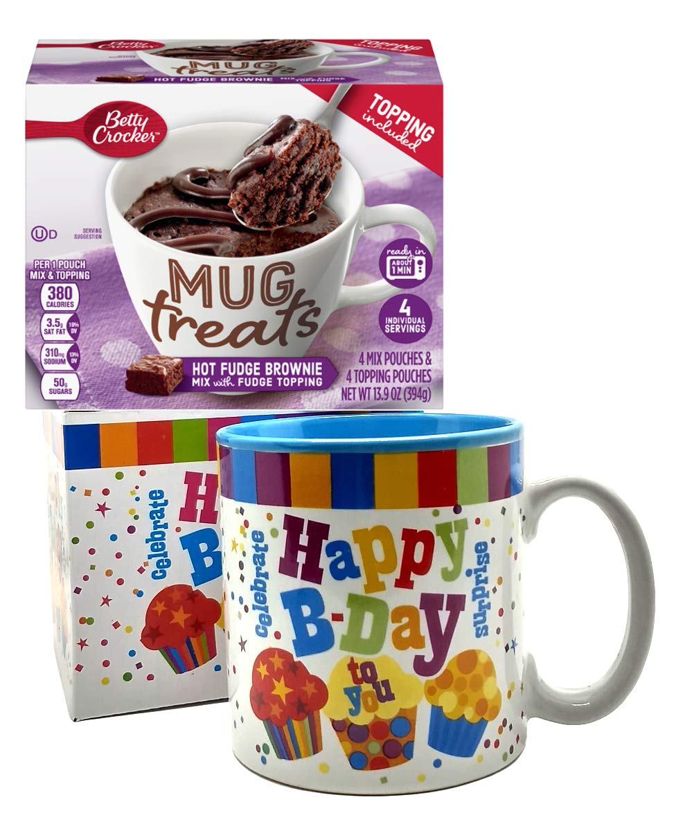 Happy Birthday Mug In Gift Box with 4 Mug Cake Mix Pouches