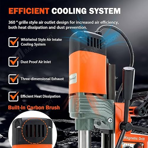 Miniatura 2 de Prensa de taladro magnética, 1400 W Mag taladro prensa con 2 pulgadas de diámetro. 2922lbf/13000N fuerza mag, máquina de perforación eléctrica de