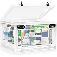 Large Medicine Lock Box with Dual 3-Digit Combination Locks, 24.8L Lockable Storage Box for Medication, Snacks, Phone, and Electronics - BPA-Free Organizer Bin for Home, Office, Fridge, and Safety