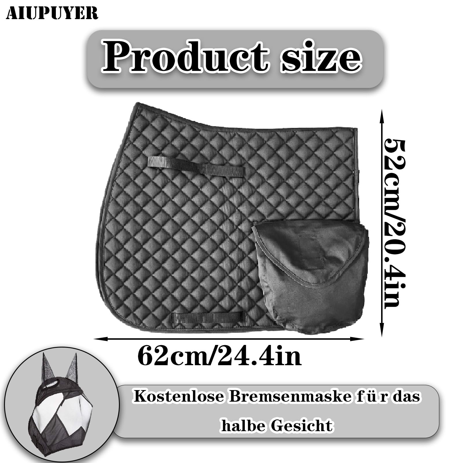Funda Para Montar Caballo Sin Silla, MáScara Contra Insectos Con Orejas Funda De Silla Inglesa De Uso General, para PrevencióN De Lesiones CojíN Transpirable HipoalergéNico Y Absorbente De Impactos