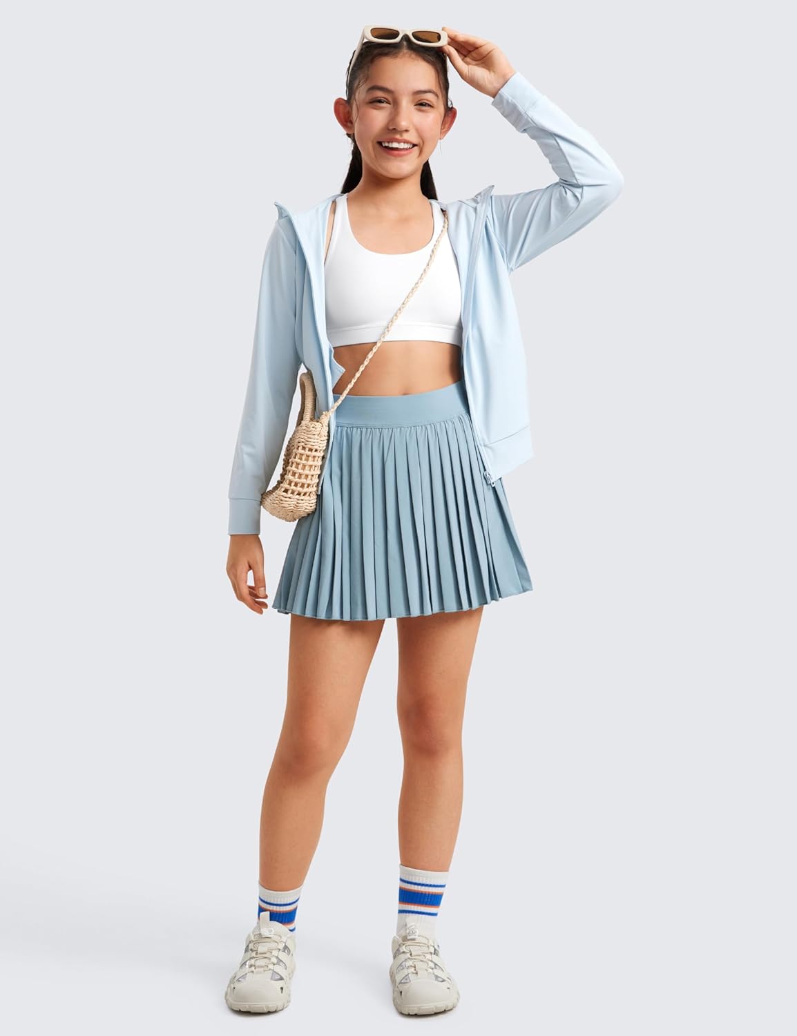 CRZ YOGA Girls Butterluxe Cross Back Sports Bra - Yoga Athletic Casual Tops Scoop Neck Padded Crop Kids Teen - Image 4