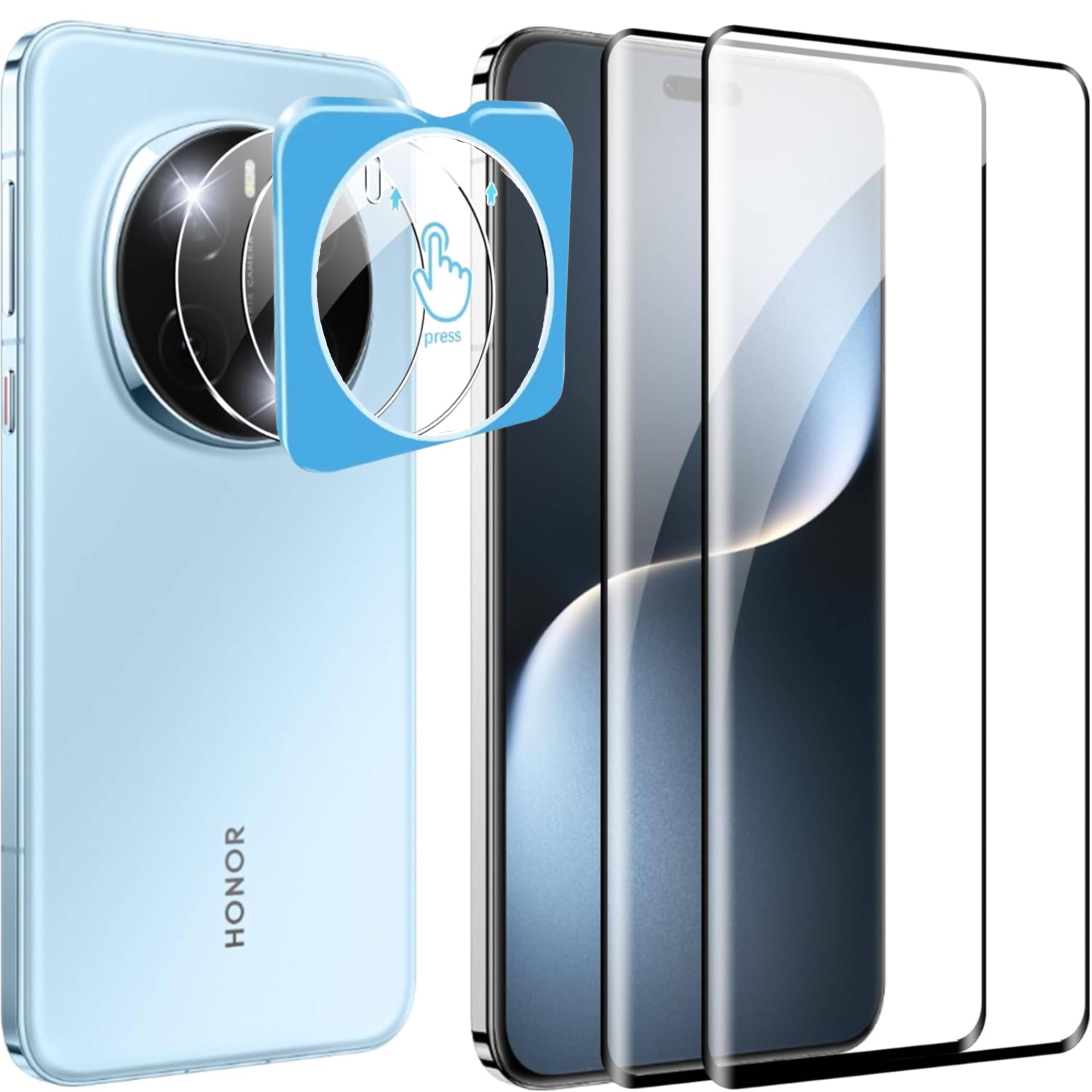 Vurtboly 2+2Pack Screen Protector Compatible with Honor Magic 7 Pro 6.8" 2024, 9H Tempered Glass Screen+ Camera Protector Film Scratch Resistant Bubble Free Screen Protector for Honor Magic 7 Pro 6.8"