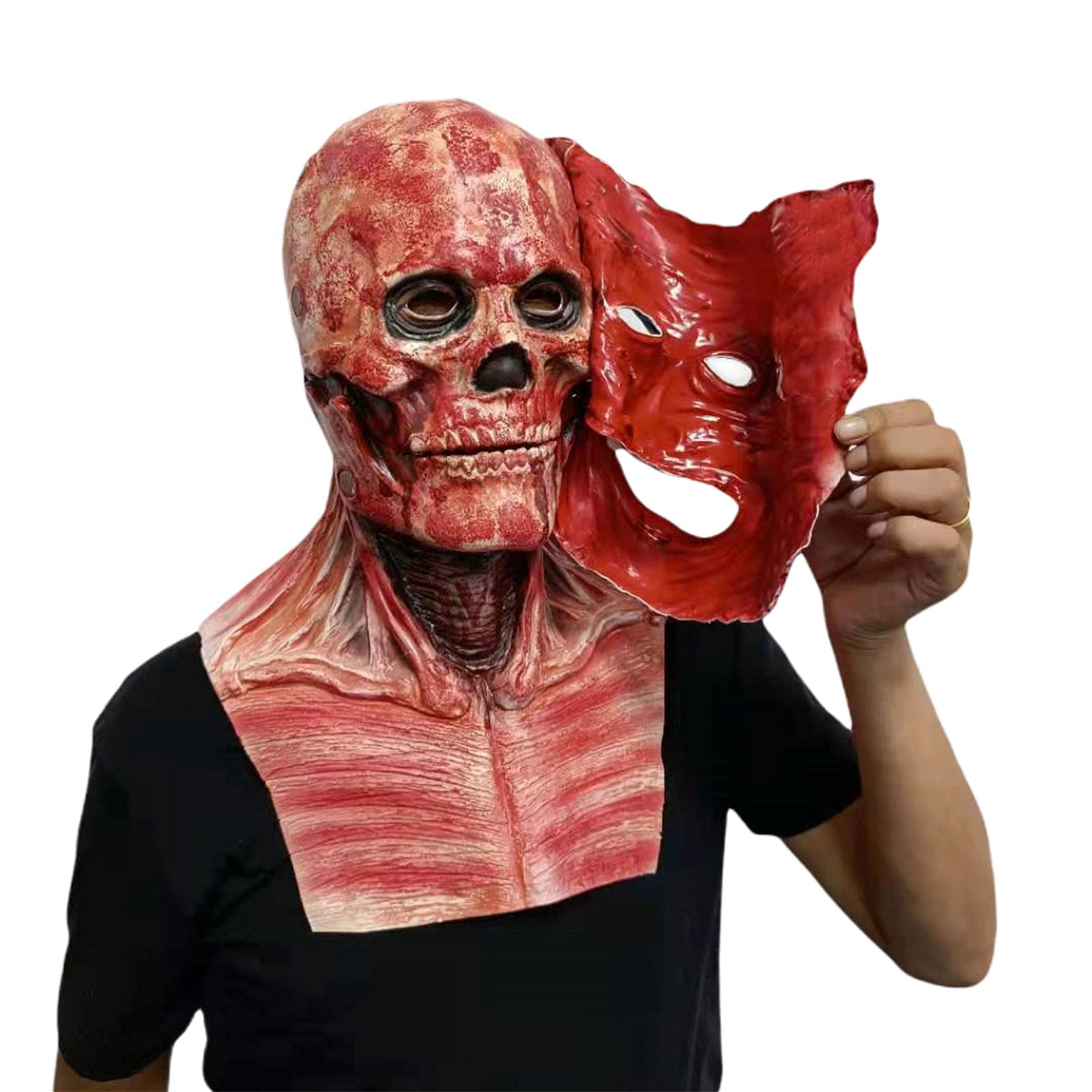 Funny Masks For Adults Halloween, Creepy Novelty Latex Full Head Skeleton Scary Masks Silicone Mask Halloween Black Face Mask Mens Latex Full Head Realistic Costume Party Cosplay Props