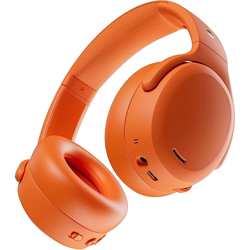 Skullcandy Crusher ANC 2 Wireless Over-Ear Bluetooth Headphones with Multi-Sensory Bass, Active Noise Cancelling, Up to 60 Hours Battery, Microphone for iPhone Android - Hazard
