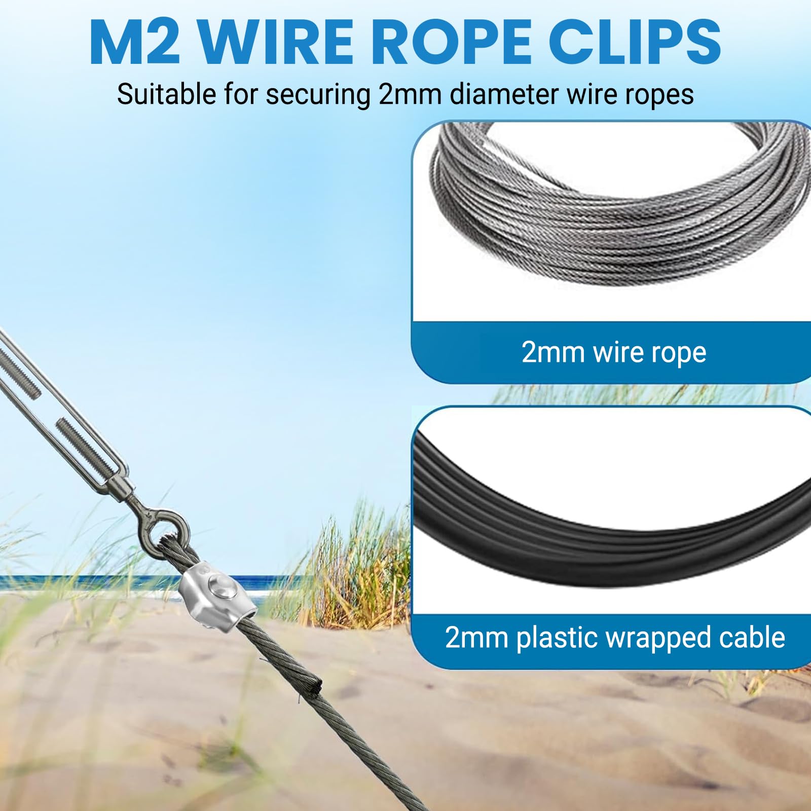Produktbild von Zorplex 12 Stück M3 Drahtseilklemmen – 304 Edelstahl, Für 3 Mm Seil, Wäscheleine, Markise & Zaun