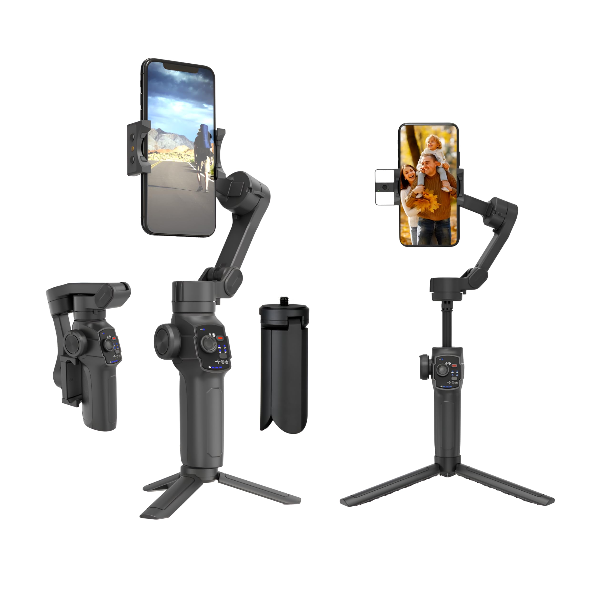 Sponsored Ad - (DSG-009F AI) 3 Axis Smartphone Gimbal with Wide Angle and AI Face Tracker - Telescopic Rods & External Microphone Support - Lightweight and Compatible with Smartphones
