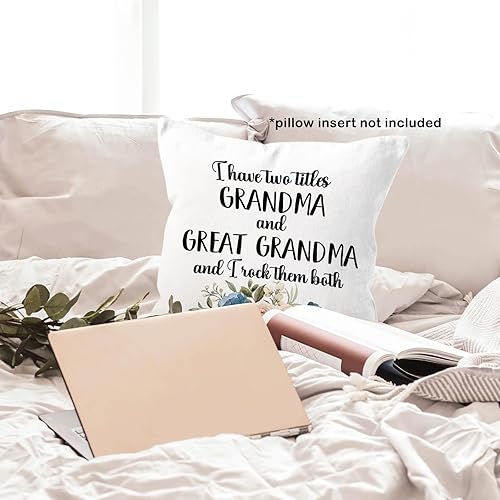 Miniatura 4 de Grandma Great Grandma Gifts Throw Pillow Covers 18x18, I Have Two Titles Grandma and Great Grandma and I Rock Them Both Family Thank You Gifts Decor
