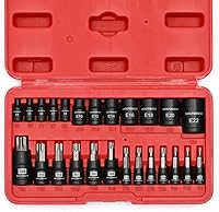 Vista 1 de MIXPOWER 25 Piece Torx Bit and Socket Set, 13 Star Bits (T8- T60) & 12 E-Torx Sockets (E4-E22), Professional Grade Auto & Motorcycle Mechanic Set