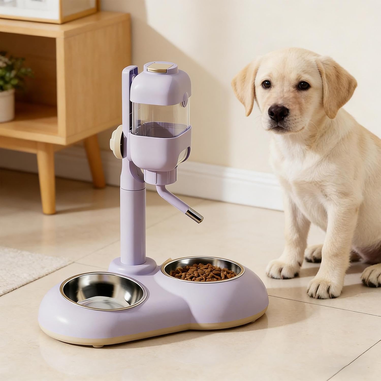 Generic Pet Standing Water Dispenser Cat Dog Bowl Pet Automatic Water Drinker for Small Animal, Violet