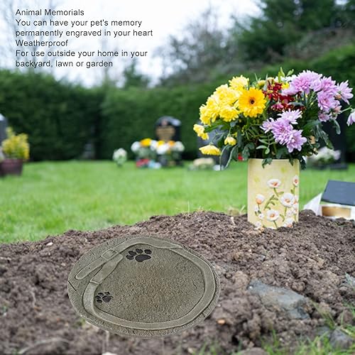 Miniatura 7 de TOPINCN Pet Memorial Stone Tombstone Kitty Dog Monument Crafts Garden Ornament with Headstone Personality Decoration Grave Marker Belt for Paw Print