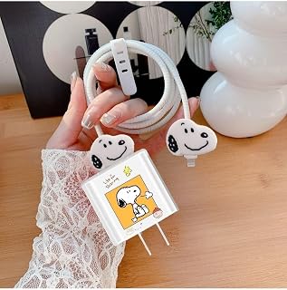 CONSTRAIN iPhone 18W/20W ile uyumlu Snoopy Şarj Kılıfı, Şarj Kablosu Örme Aparatı, Toparlayıcı, Kablo Koruyucu