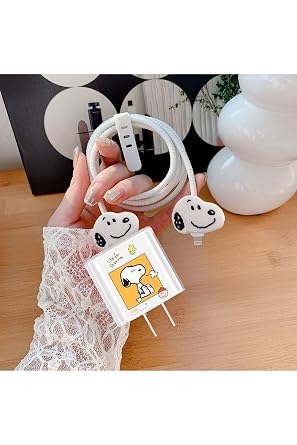 CONSTRAIN iPhone 18W/20W ile uyumlu Snoopy Şarj Kılıfı, Şarj Kablosu Örme Aparatı, Toparlayıcı, Kablo Koruyucu