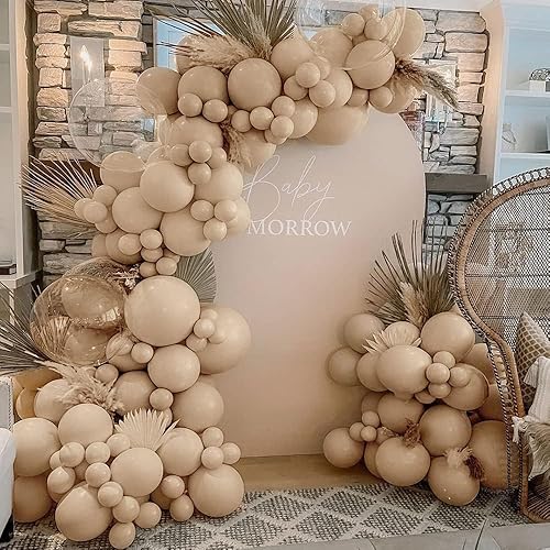 Miniatura 2 de Globos Beige Nude Doble Relleno Globos Marrón Tostado Guirnalda Diferentes Tamaños Globos de Látex Albaricoque Kit de Arco para Baby Shower Neutral