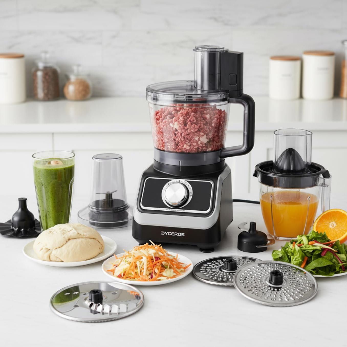 Robot de cuisine multifonction Dyceros MultiForce 1000W | Bol 1.5 L, 2 vitesses + turbo
