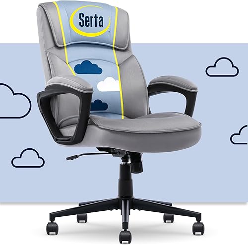 Miniatura 24 de Serta® Hannah Silla Ejecutiva para Oficina en Casa, Ergonómica con Respaldo Medio y Soporte Lumbar, Cojín de Asiento Firme, Almohadas de Cuerpo en